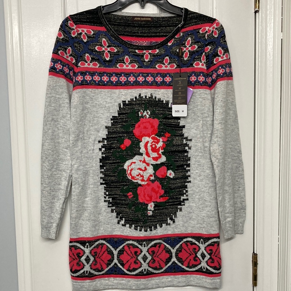 John Fashion Floral Sweater‎ Womens Size Medium